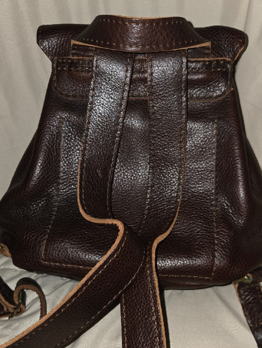 Dark Brown Pebbled Leather Backpack — Women's Everyday Backpack - Picture 3 of 3